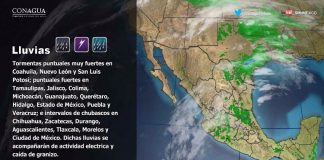 Prevén lluvias y granizadas en la mayor parte del país