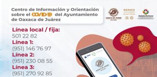 Habilita Oaxaca de Juárez Centro de Información y Orientación sobre COVID-19