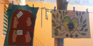 Con tendedero artístico, exigen alto a la violencia de género en Oaxaca