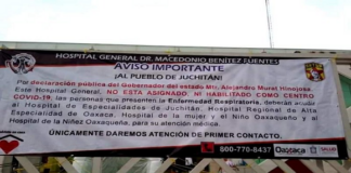 Se satura Hospital de Juchitán; no recibirán pacientes con COVID-19