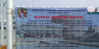 Hospital de Salina Cruz tampoco recibirá a pacientes de COVID-19
