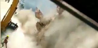 Derrumbe en la construcción de la carretera Oaxaca-Istmo