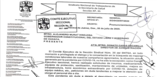 Sindicalizados de la Sección 35 de salud anuncian jornada de lucha