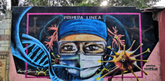 Realizan mural dedicado a personal médico en el barrio de Xochimilco