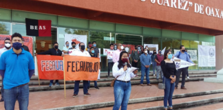 Protesta FECAUABJO para demandar ampliación de la matrícula en la UABJO