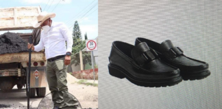 Exhiben a edil de Santa Lucía; usa zapatos de 15 mil pesos en actividades de bacheo