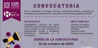 Invita Congreso a colaborar en la Revista Legislativa del CESOP