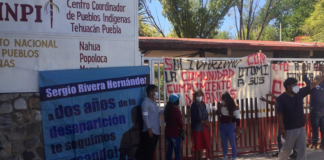Integrantes de MAIZ y CIPO protestan en la INPI