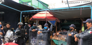 Policía municipal evita instalación de comerciantes en la Central de Abasto