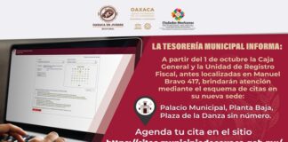Informa Ayuntamiento de Oaxaca nuevo domicilio de Caja General y la Unidad de Registro Fiscal