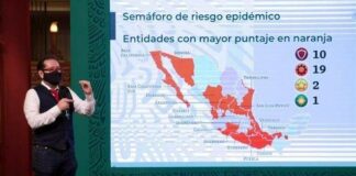 Suman 10 entidades en semáforo rojo