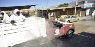 Realizan labores de desinfección en la agencia de Montoya