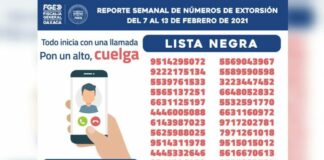 Difunde Fiscalía lista negra de números de extorsión en Oaxaca