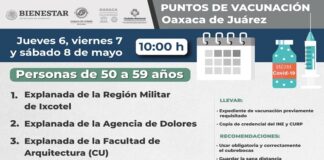 Iniciará este jueves en Oaxaca de Juárez vacunación para personas de 50 a 59 años