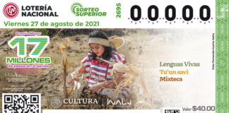 Poeta oaxaqueña Nadia López, imagen de billete de Lotería