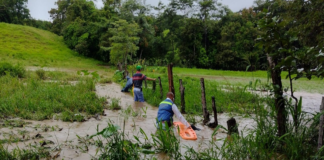 Rescatan a familia arrastrada por un río en Colotepec