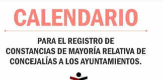 Emite IEEPCO calendario para el registro de constancias de mayoría relativa para concejalías