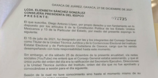 Continúan renuncias en el IEEPCO; tocó turno al Titular de la Unidad Jurídica