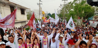 Culmina Salomón Jara gira con nutrido contingente en Xoxocotlán