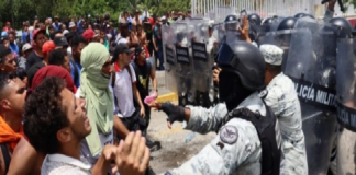 Repliega GN protesta de migrantes en Chiapas