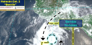 Se aleja huracán “Bonnie” de las costas de Oaxaca