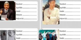 Tunden a Morena por presumir etiquetas escolares con fotos de AMLO