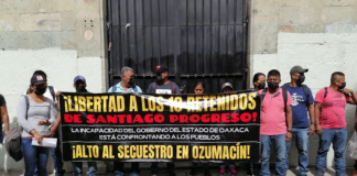 Pobladores de Santiago Progreso protestan en Palacio de Gobierno, exige libertad de comuneros