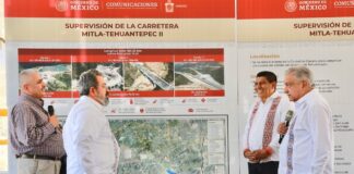 En su visita a Oaxaca, constata AMLO junto a Salomón Jara, avances en la construcción de la Carretera Mitla-Tehuantepec