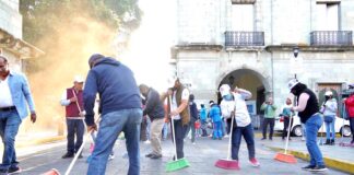 Embellecen el Centro Histórico de Oaxaca durante el Tequio Bienestar