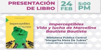 Invita SM a presentación del libro “Imperceptibles, vida y lucha de Marcelina Bautista”
