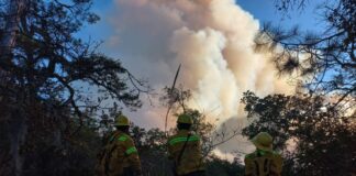 Coesfo mantiene combate a incendio en Amatlán