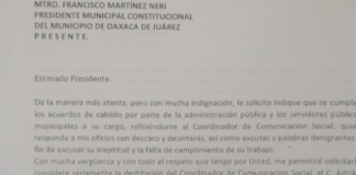 Exige regidora destitución de jefe de prensa en Municipio de Oaxaca