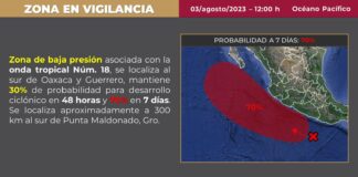 Alerta Protección Civil sobre posible ciclón tropical en las próximas 48 horas