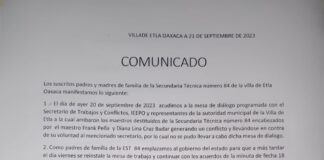 Solución demandan padres de familia de Secundaria Técnica número 84