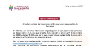 Amplían periodo de inscripción al Concurso de decoración de fachadas