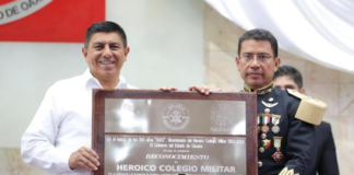 Reconoce Gobernador de Oaxaca heroísmo, vocación de servicio y lealtad del Heroico Colegio Militar