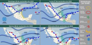 Se preven para este domingo intervalos de chubascos ligeros al norte de Oaxaca