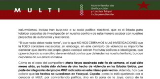 Se delinda MULTI por hechos de violencia en Copala, acusa a MULT por obstaculizar mesas de diálogo