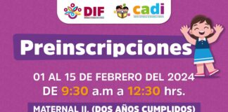 Anuncia DIF Oaxaca periodo de preinscripciones para el CADI 2