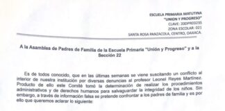 Politizan petición de cambio de profesor agresivo de la primaria Unión y Progreso