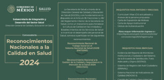 Invitan a participar en convocatoria para otorgar Reconocimientos Nacionales a la Calidad en Salud 2024