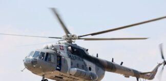 Realiza helicóptero MI-17 de la Secretaría de Marina (@SEMAR_mx ) sobrevuelo de reconocimiento.