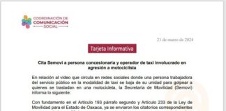 Cita Semovi a persona concesionaria y operador de taxi involucrado en agresión a motociclista
