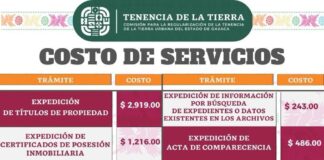 Informa Gobierno del Estado tarifas por servicios de Coreturo