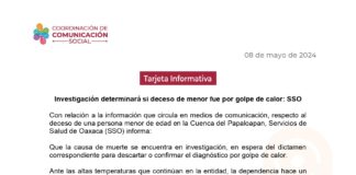 Investigación determinará si deceso de menor fue por golpe de calor: SSO
