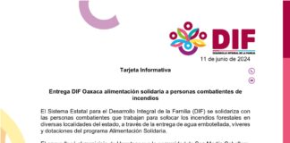 Entrega DIF Oaxaca alimentación solidaria a personas combatientes de incendios