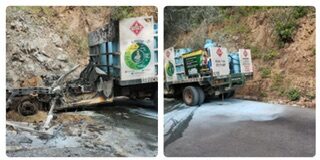 Controlado incendio de camión de gas doméstico en carretera Salina Cruz-Huatulco