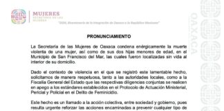 Pide Secretaría de las Mujeres investigación del triple homicidio de San Francisco del Mar bajo protocolo de Feminicidio