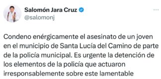 Condena Gobernador Salomón Jara asesinato de joven en Santa Lucía del Camino