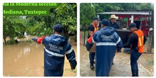 Evacuan a habitantes afectados por desbordamiento del arroyo San Jacinto, en Tuxtepec